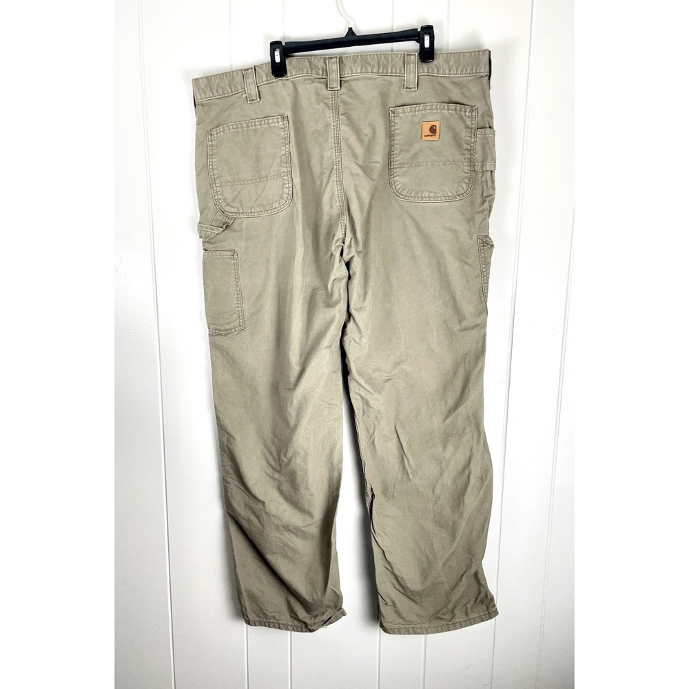 Carhartt Men's Dungaree Fit‎ Duck Carpenter Pants Beige Men's Size 44 X 32 - Picture 2 of 6